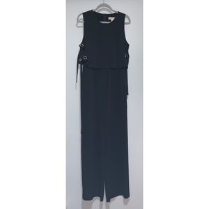 Michael Kors black jumpsuit sz L. Silver rings